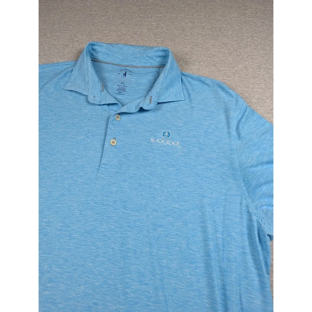 Johnnie-O Maddox Top Shelf Polo Shirt Mens XL Blue Performance Black Rock UPF 50